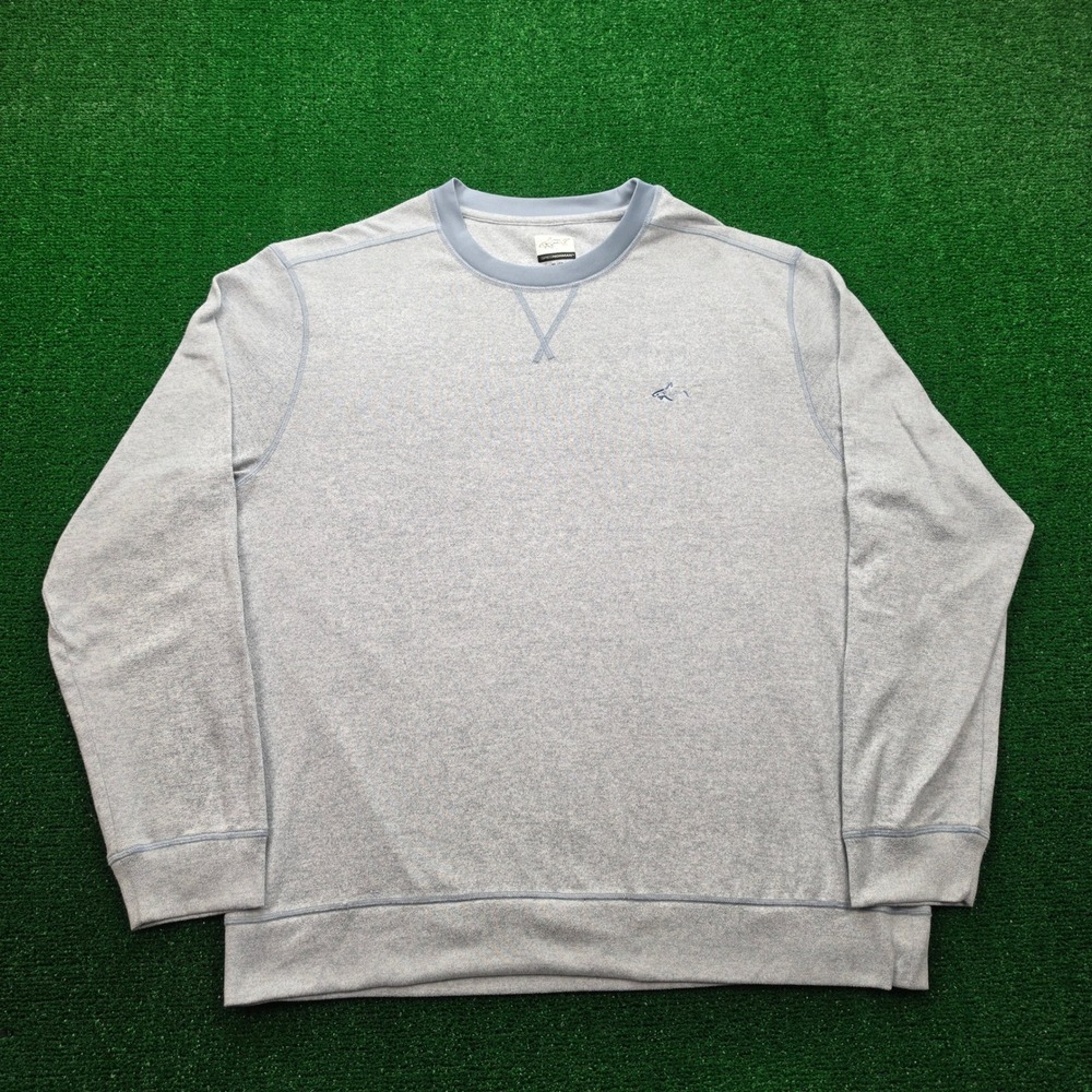 Greg Norman Performance Stretch Crewneck Sweatshirt Mens XL Gray Blue Pullover
